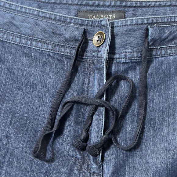 Talbots Denim Capris Jeans Women's Size 14 Blue Stretch Drawcord Waist - Picture 5 of 13